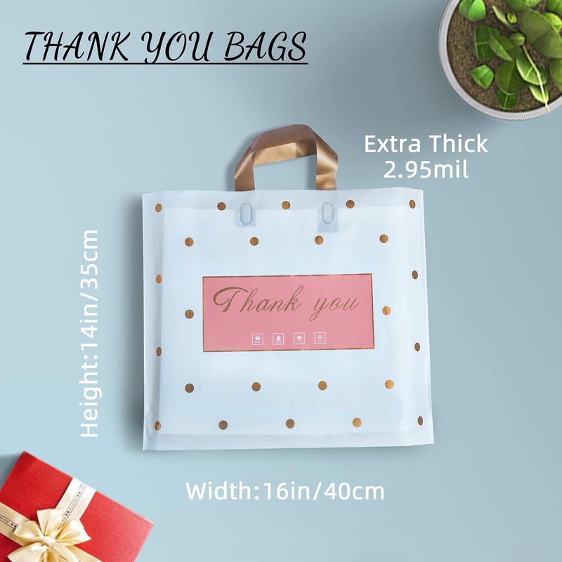 MLAFLY Thank You Bags - 50 Pack Plastic Bags for Retail, Parties & Favors (Polka Dot-Large 14"x16") - Image 3